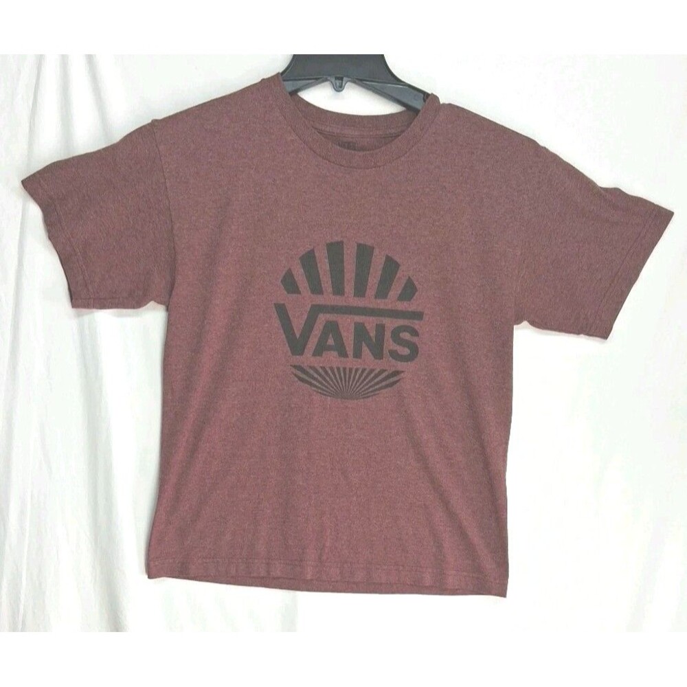 Vans Logo T Shirt Women  L Juniors Burgundy Casual Summer Streetwear Skater